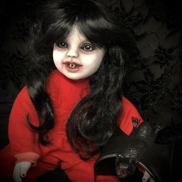 OOAK Creepy Odd 18” Ghostly Vampire Toddler Scary Halloween Horror Art Doll - Picture 15 of 15